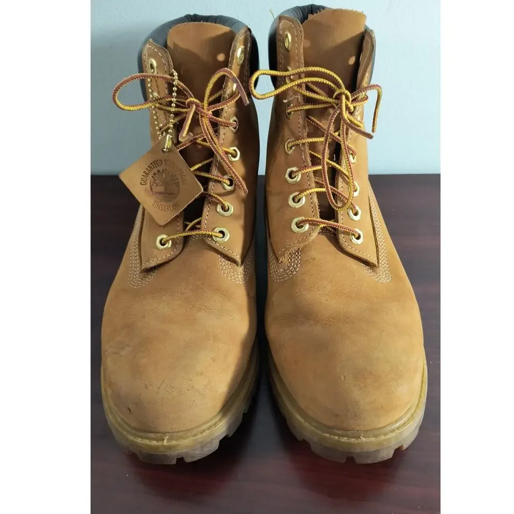 Timberland Premium 6 Inch Waterproof Boots Men's Size 9.5 Wheat Nubuck Leather